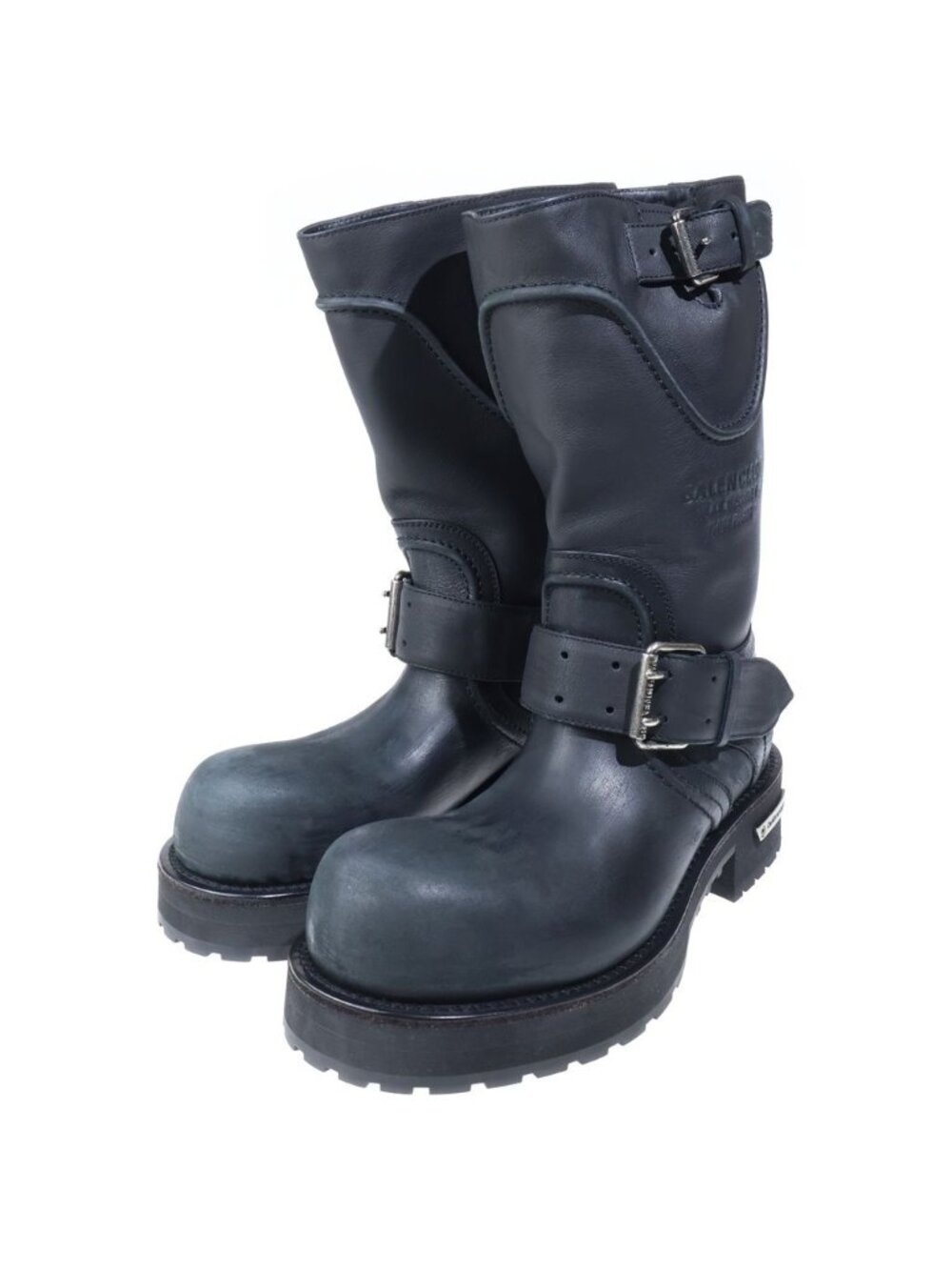 Balenciaga Venom Boots Processed High Cut Leather Engineer Black - Picture 2 of 6